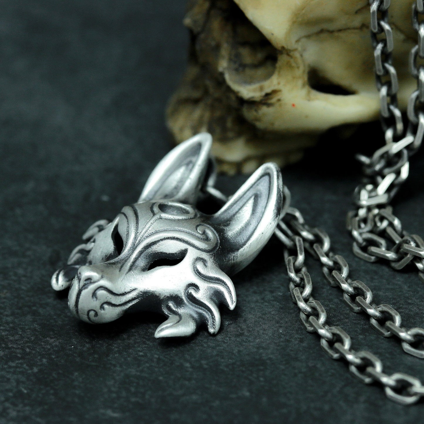 Wolf Mask Pendant - 925 Silver Handmade