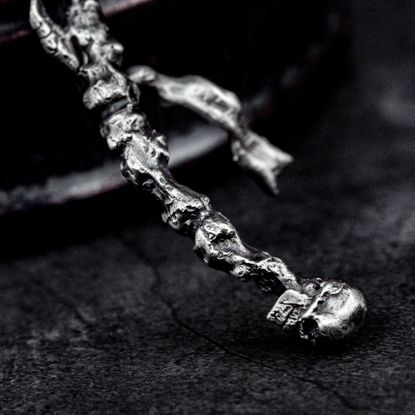 Minimal Grim Reaper Pendant with Long Scythe ¨C 925 Sterling Silver Handmade