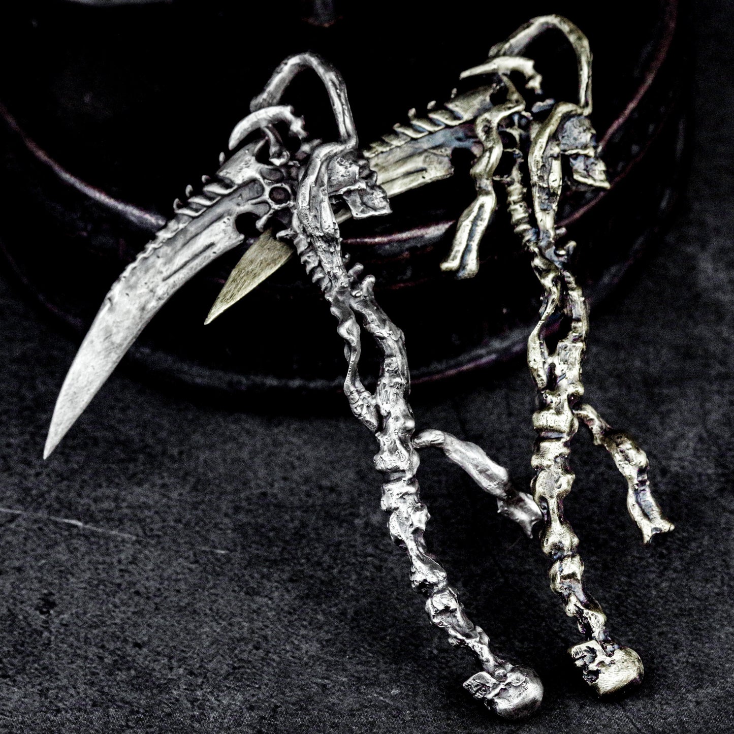 Minimal Grim Reaper Pendant with Long Scythe ¨C 925 Sterling Silver Handmade