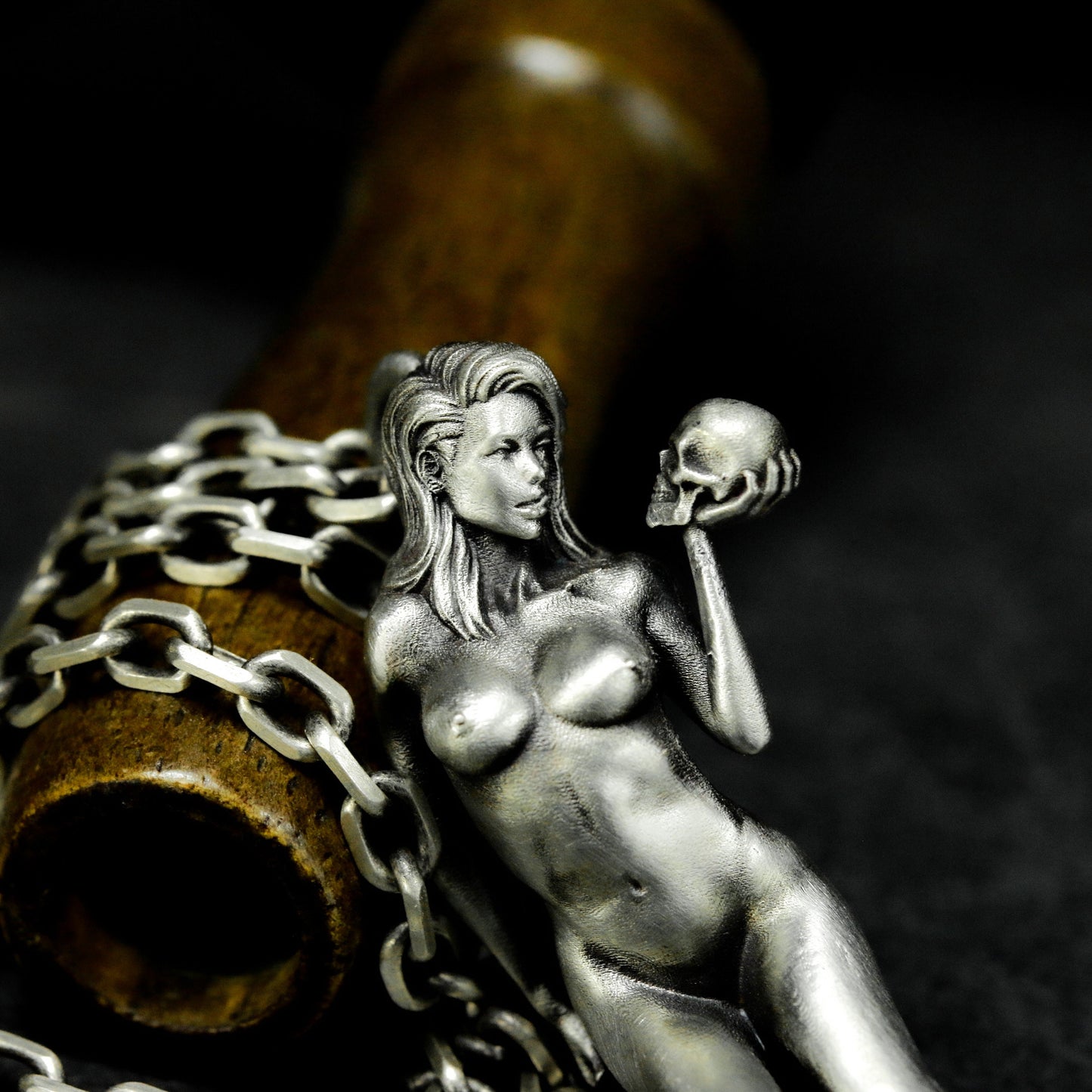 Witch & Skull Pendant - 925 Silver Handmade
