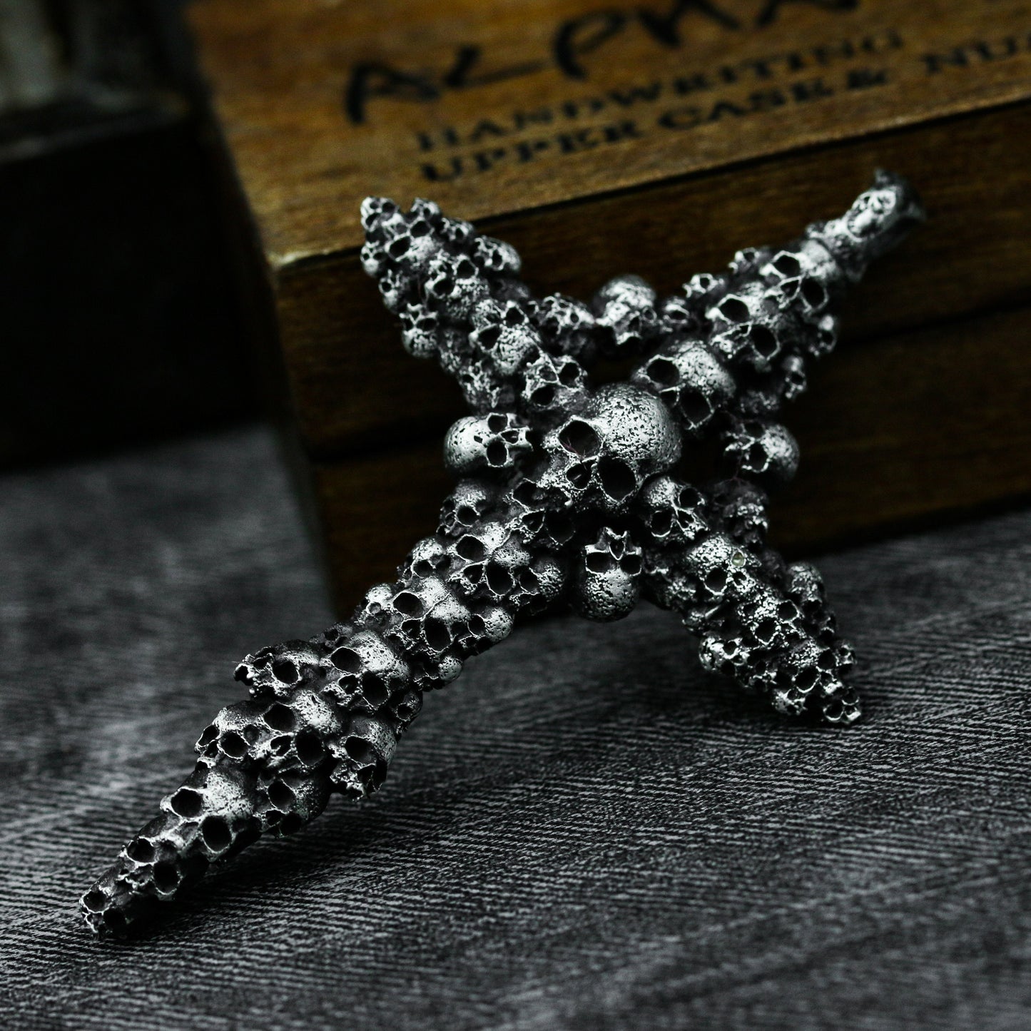 Skull Cross Pendant with Cluster Design ¨C 925 Sterling Silver Handmade