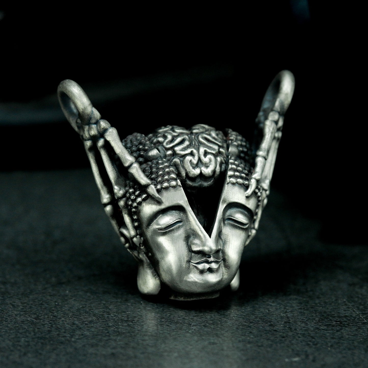 Guanyin Mask Pendant - 925 Silver Handmade Divine Expression