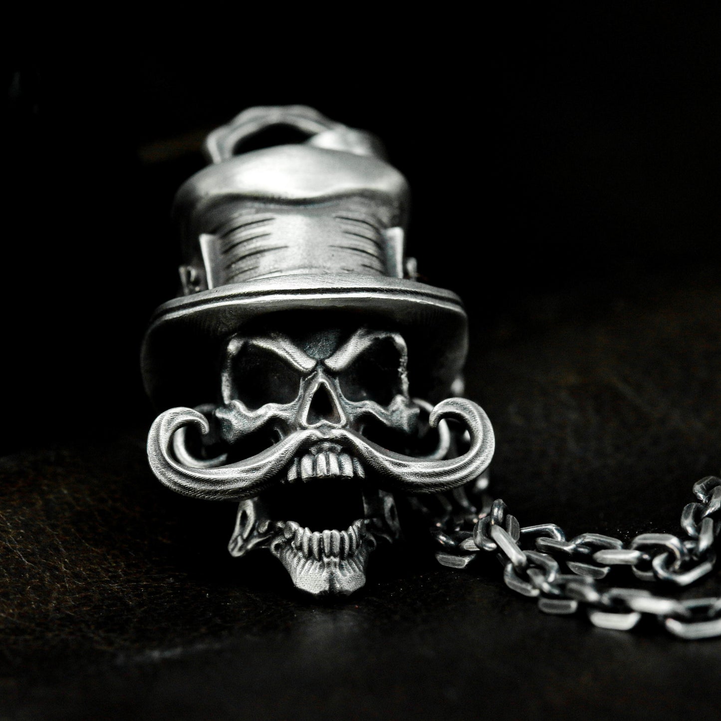 Top Hat Skull Pendant - 925 Silver Handmade