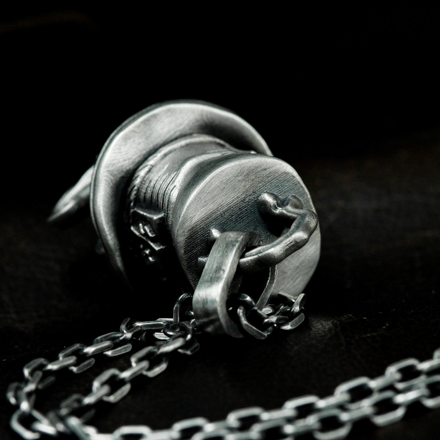 Top Hat Skull Pendant - 925 Silver Handmade