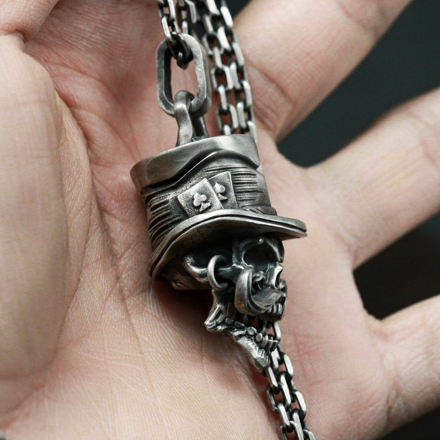 Top Hat Skull Pendant - 925 Silver Handmade