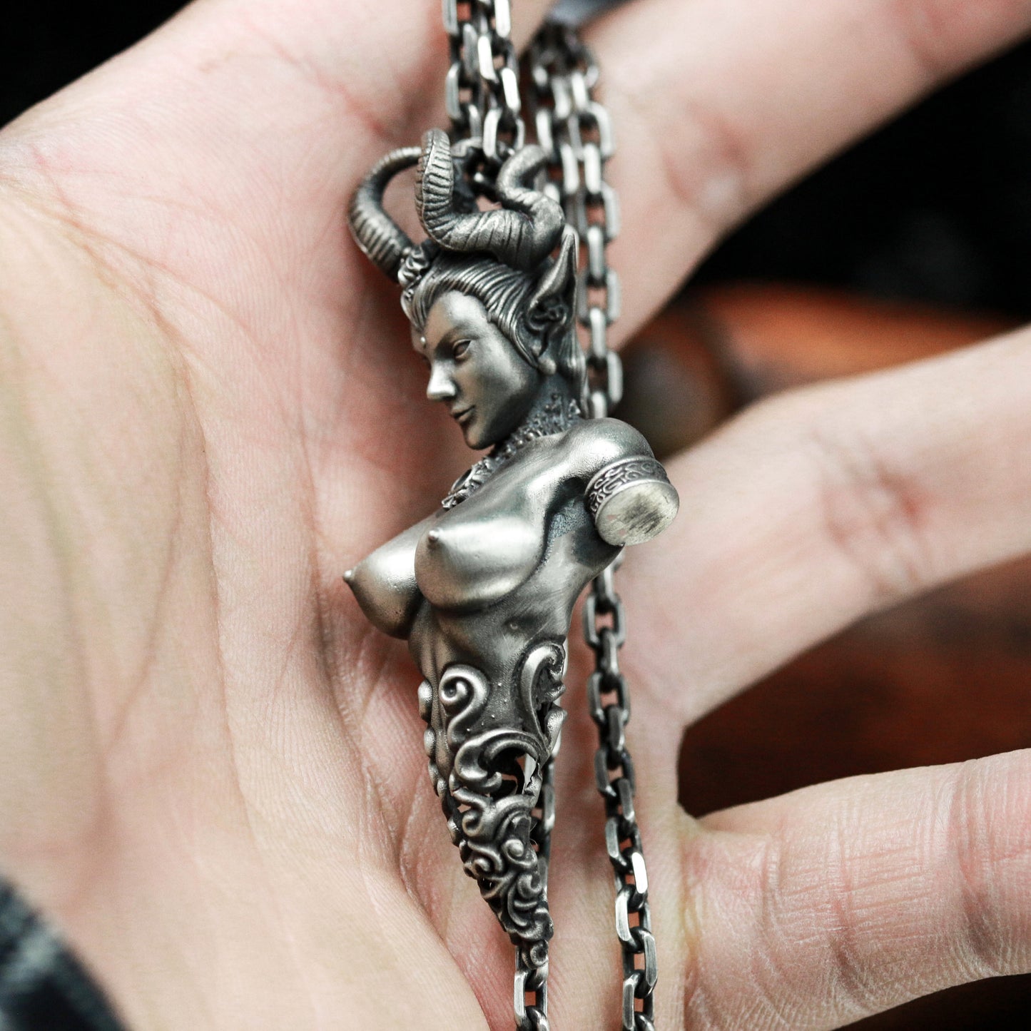 Demon Woman Pendant ¨C 925 Silver Handmade