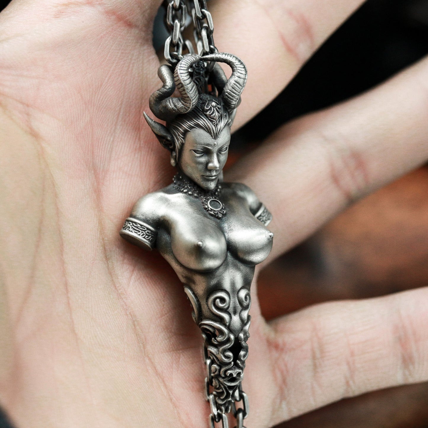 Demon Woman Pendant ¨C 925 Silver Handmade