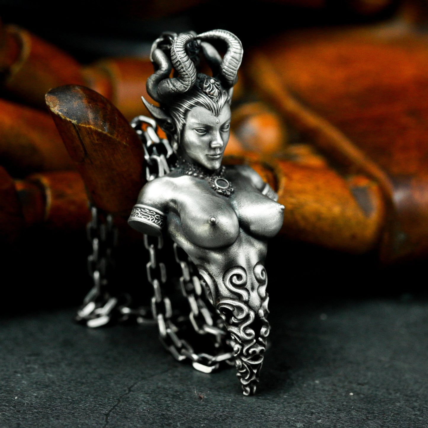 Demon Woman Pendant ¨C 925 Silver Handmade