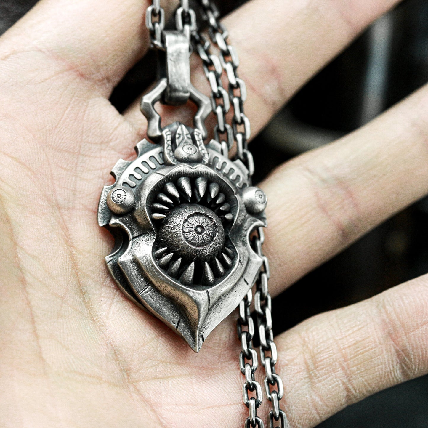 Steampunk Shield Pendant ¨C 925 Silver Handmade
