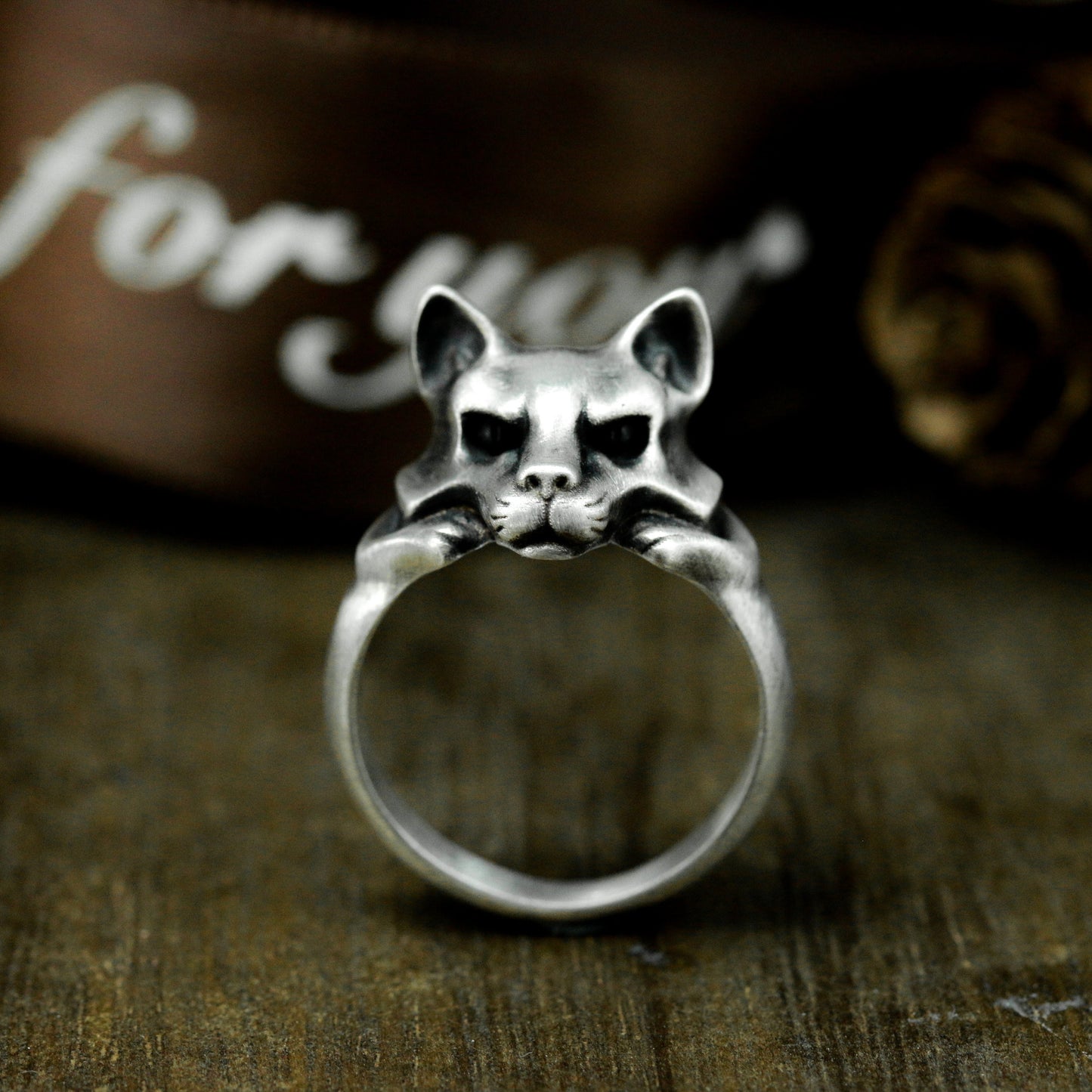 Wolf Skull Ring with Minimalist Form ¨C 925 Sterling Silver Handmade