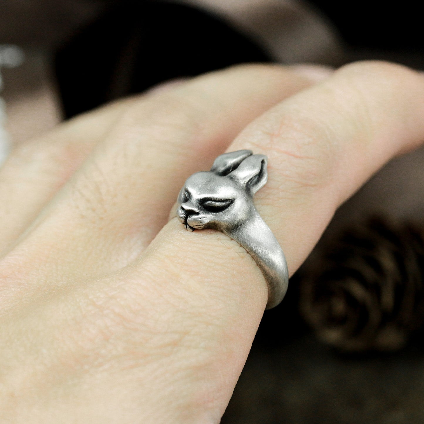 Cat Face Ring ¨C 925 Silver Handmade