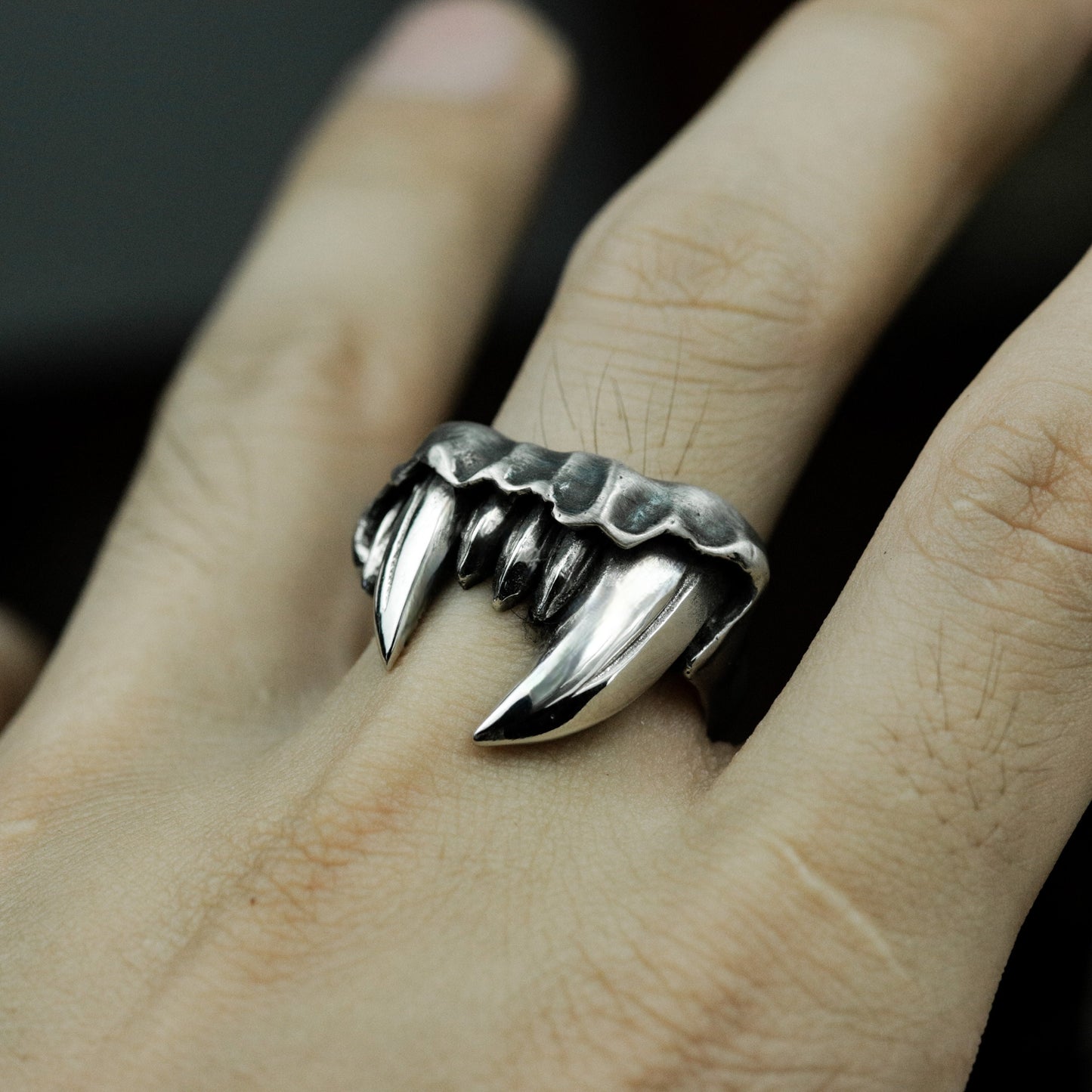 Vampire Fang Ring - 925 Silver Handmade Gothic Horror