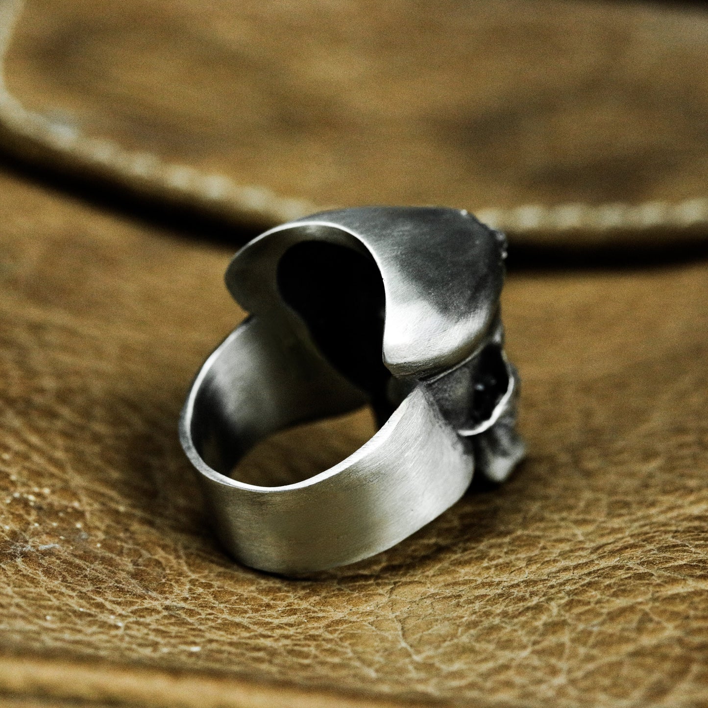 Gothic Skull Ring - Handmade 925 Silver Military Design