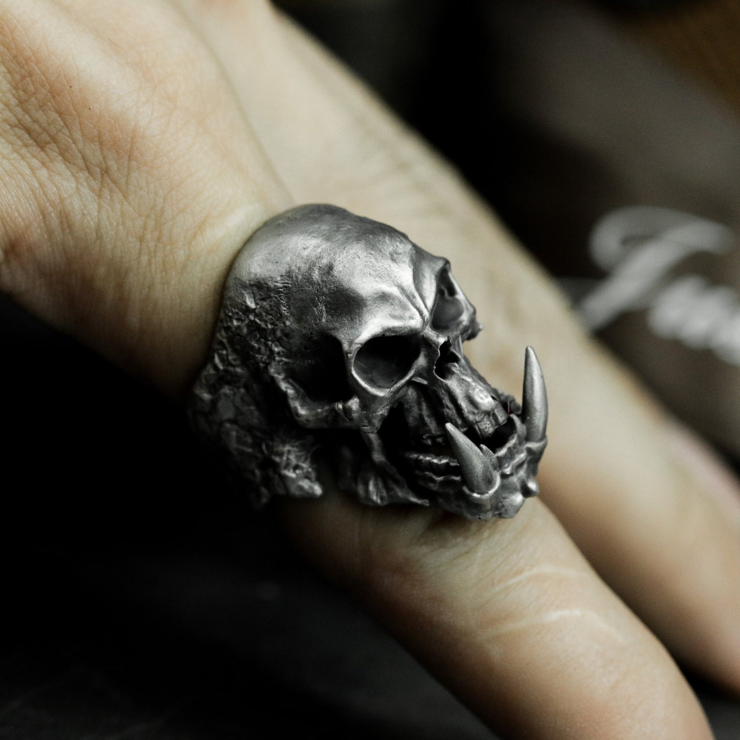 Fangs Skull Ring - 925 Silver Handmade