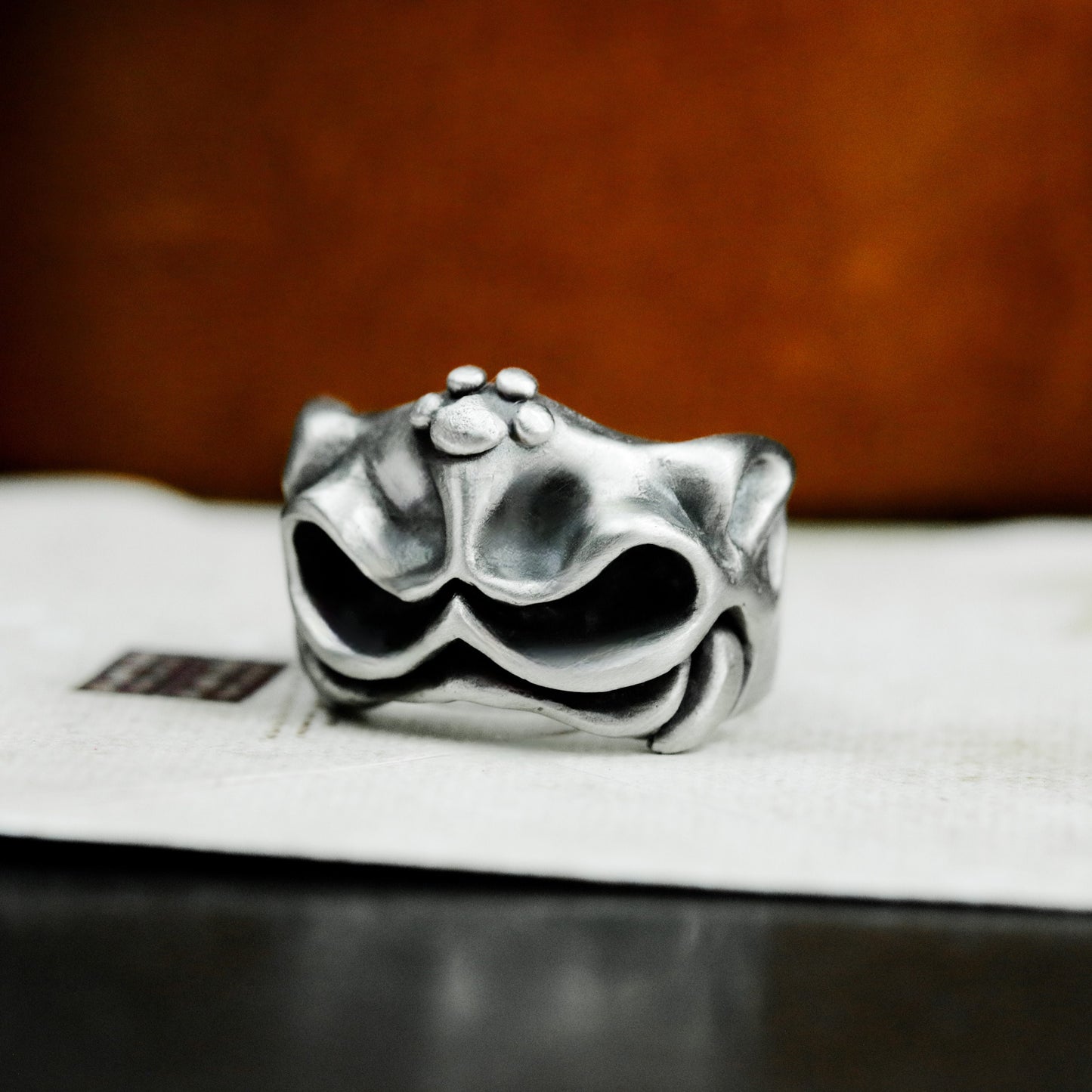 Shy Cat Ring - 925 Silver Handmade Playful Face
