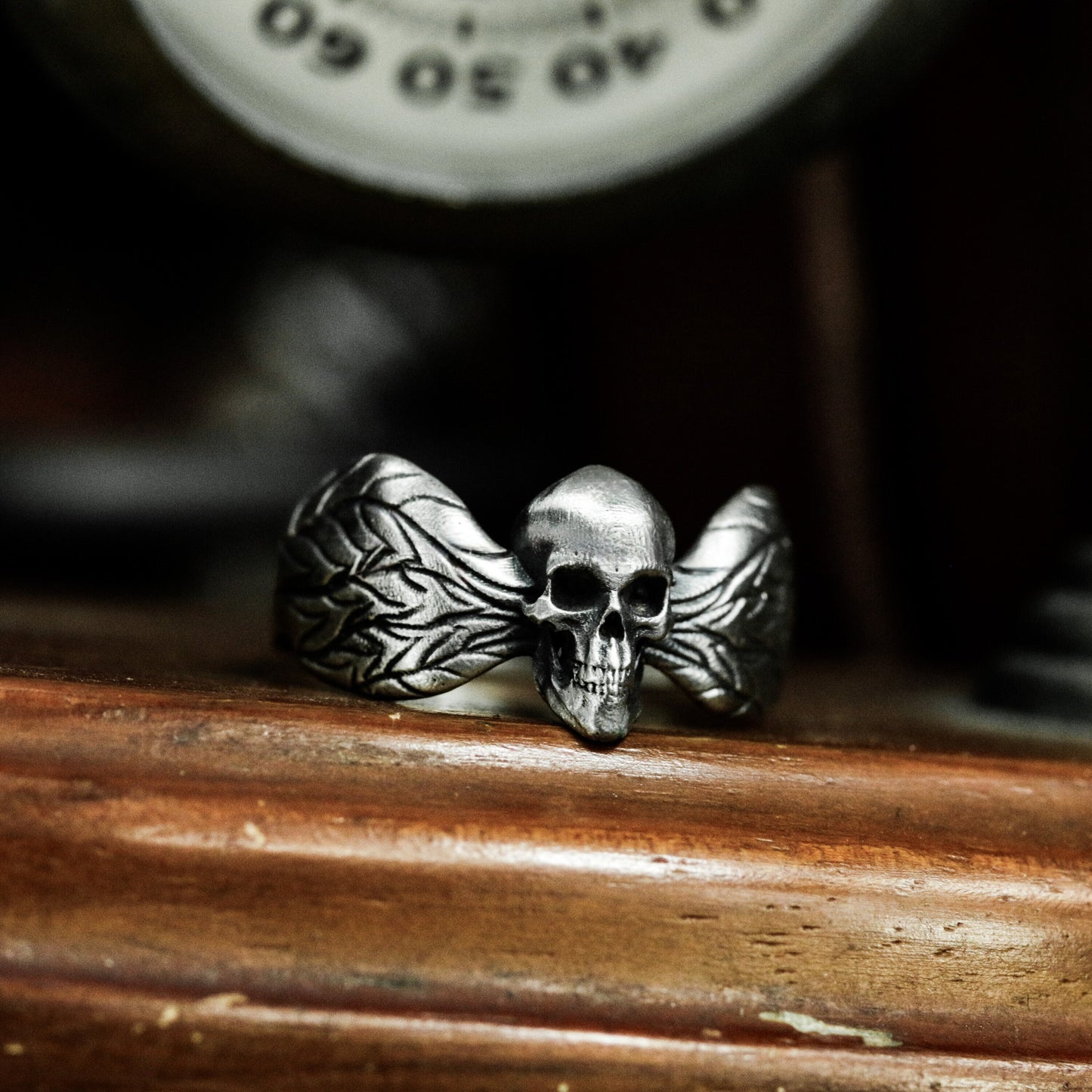 Winged Skull Gothic Ring - 925 Silver Handmade