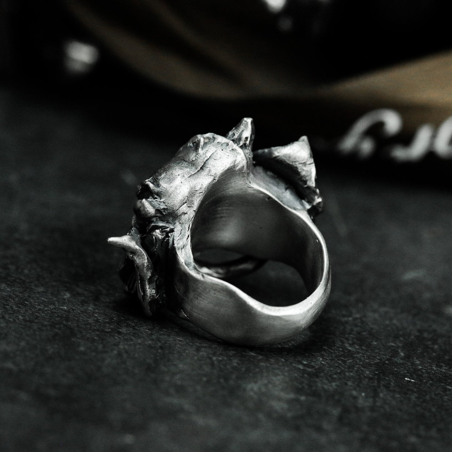 Devil Heart Ring with Horns ¨C 925 Sterling Silver Handmade