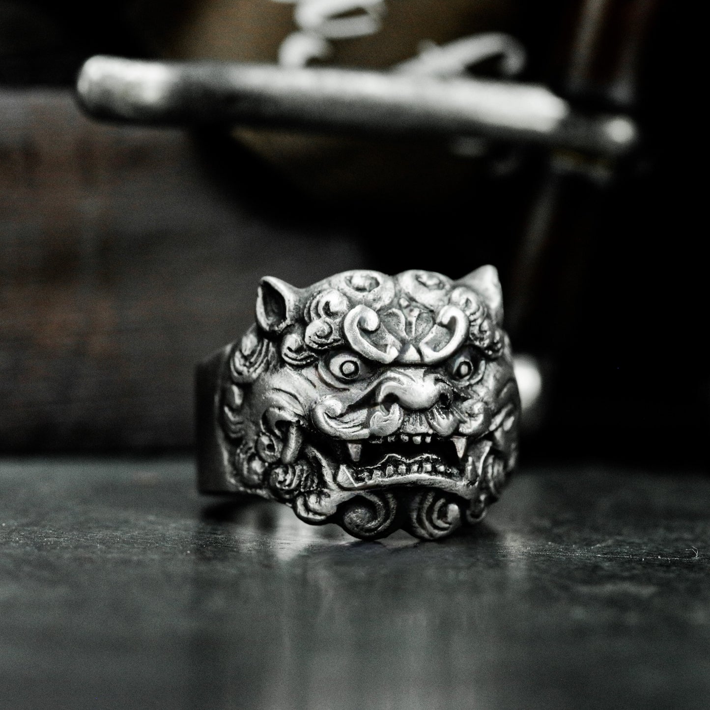 Lion Statue Ring ¨C Handmade 925 Silver Spiritual Beast Band