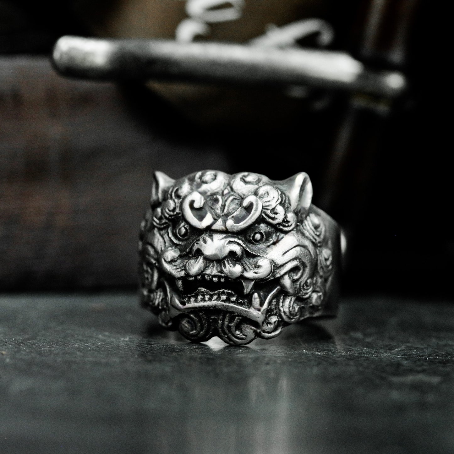 Lion Statue Ring ¨C Handmade 925 Silver Spiritual Beast Band