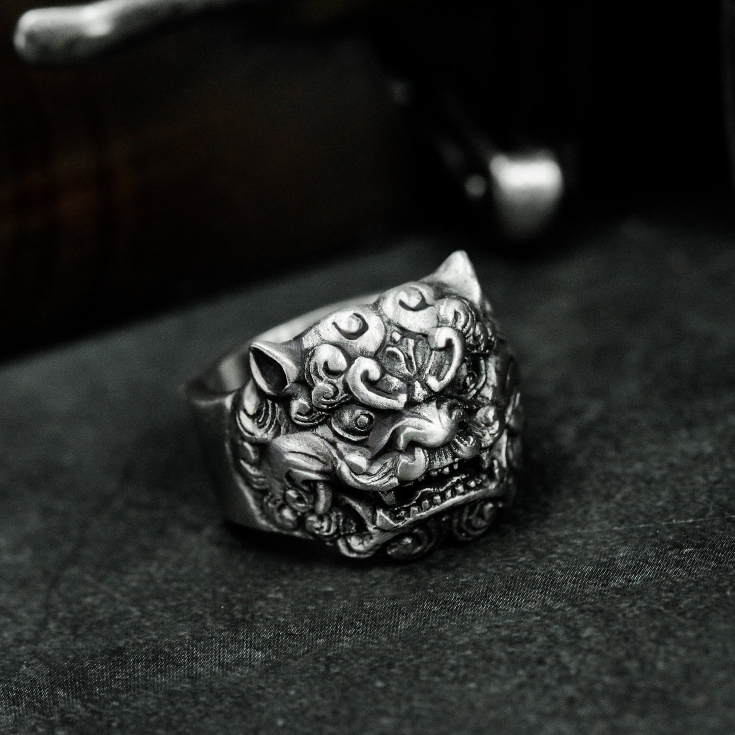 Lion Statue Ring ¨C Handmade 925 Silver Spiritual Beast Band