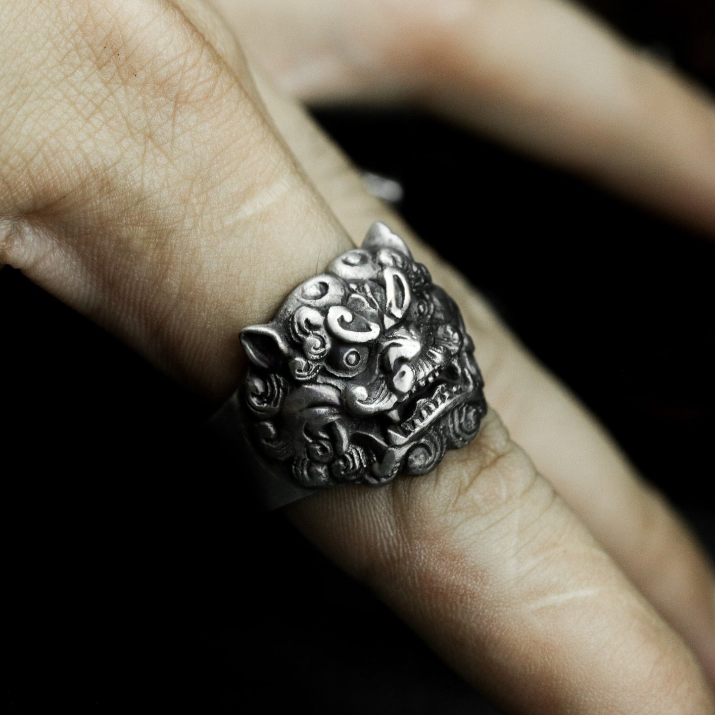 Lion Statue Ring ¨C Handmade 925 Silver Spiritual Beast Band