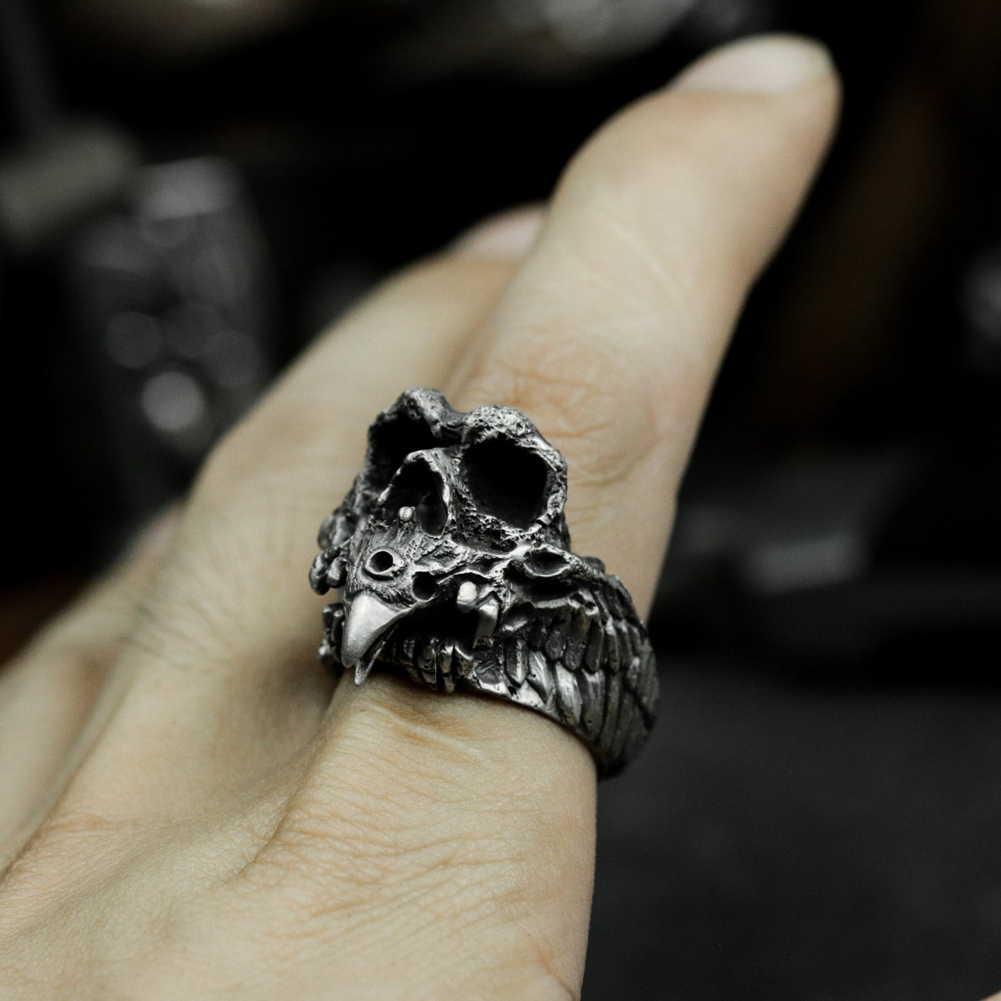 Eagle Skull Ring ¨C 925 Sterling Silver Handmade