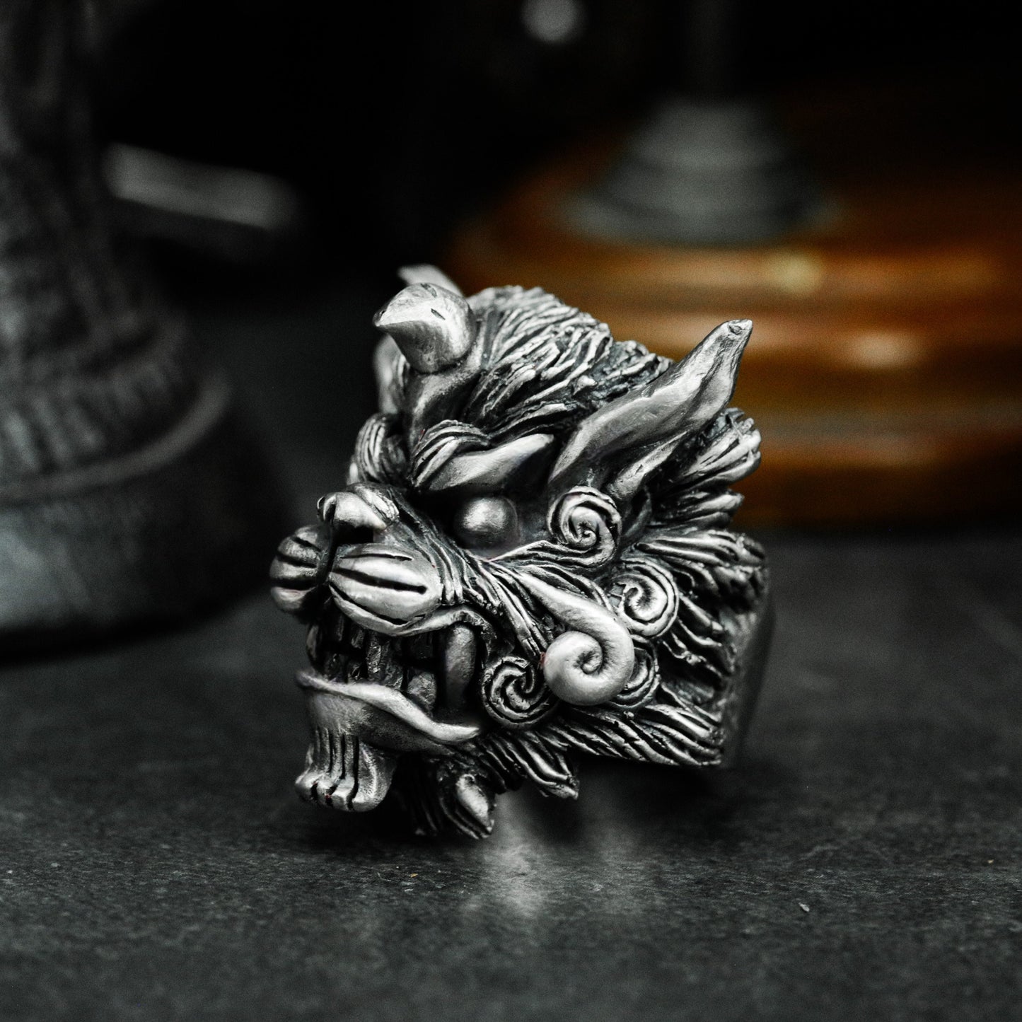 Lion King Mythical Beast Ring - 925 Silver Handmade