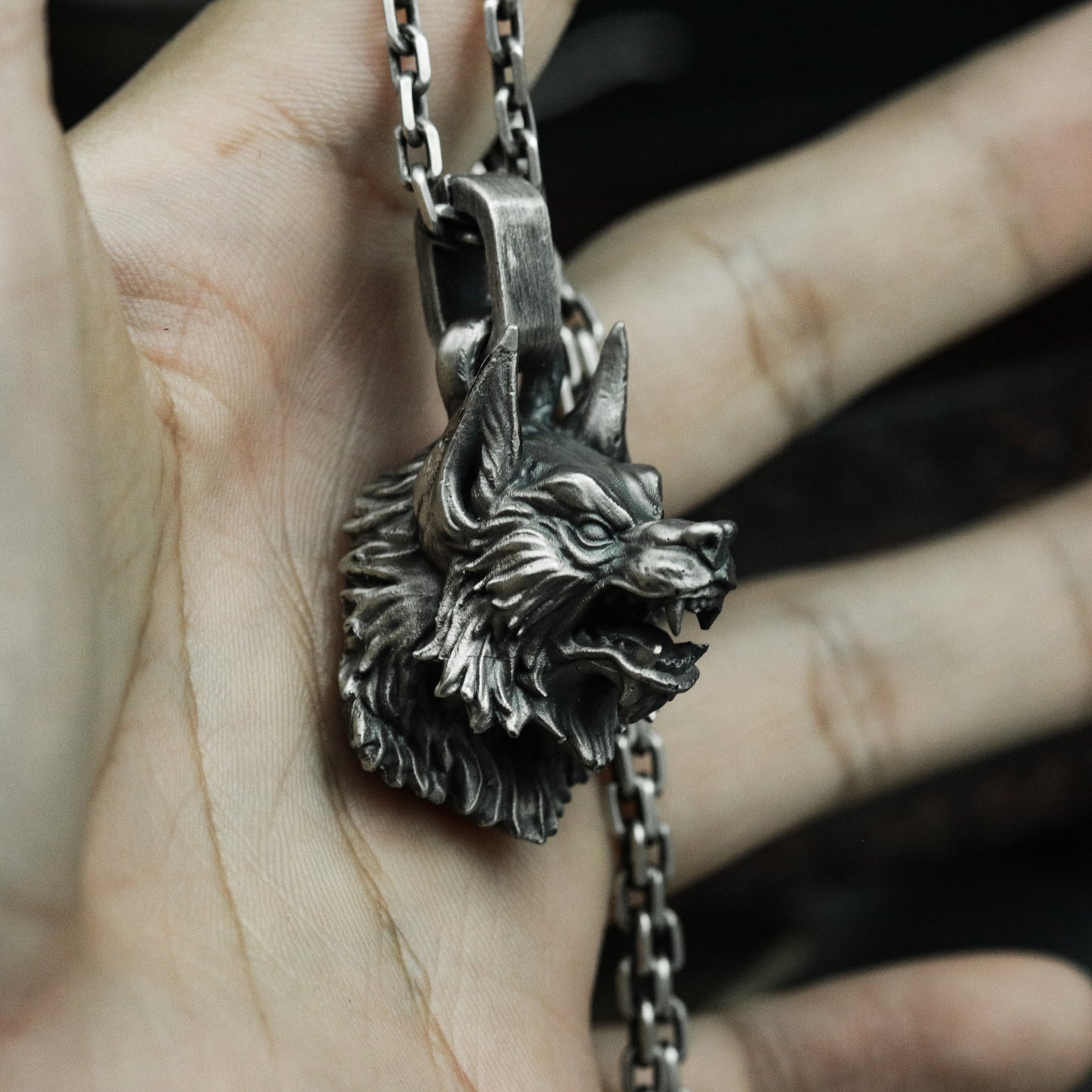Wild Wolf King Pendant - 925 Silver Handmade