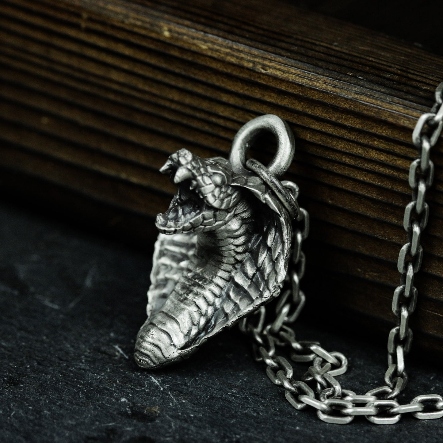 Cobra Head Pendant with Flared Hood ¨C 925 Sterling Silver Handmade