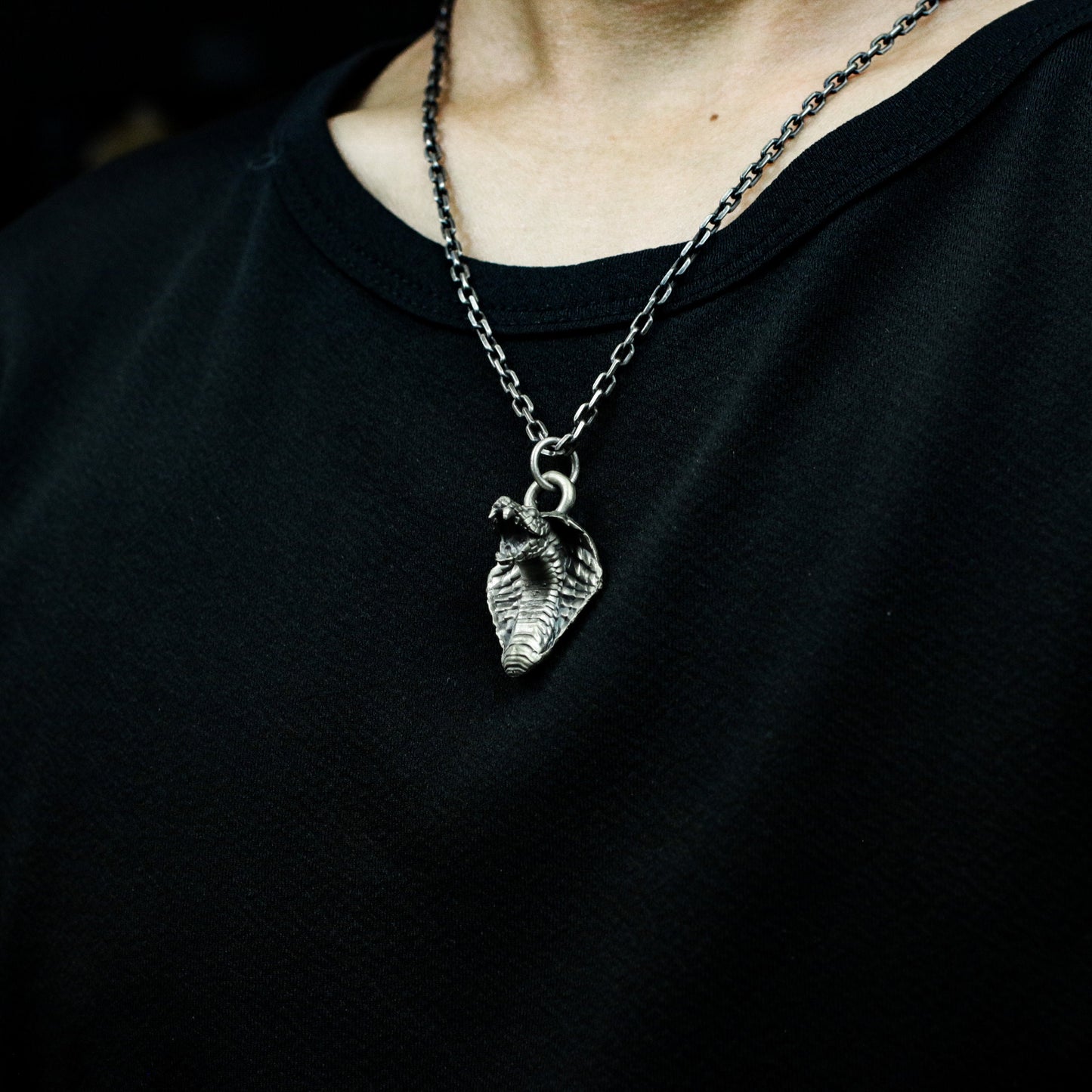 Cobra Head Pendant with Flared Hood ¨C 925 Sterling Silver Handmade