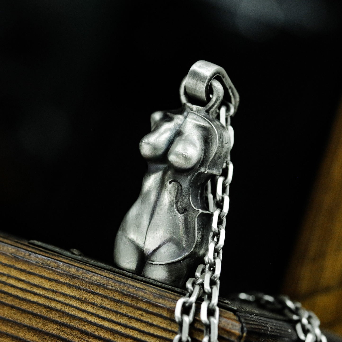 Violin Nude Woman Pendant - 925 Silver Handmade