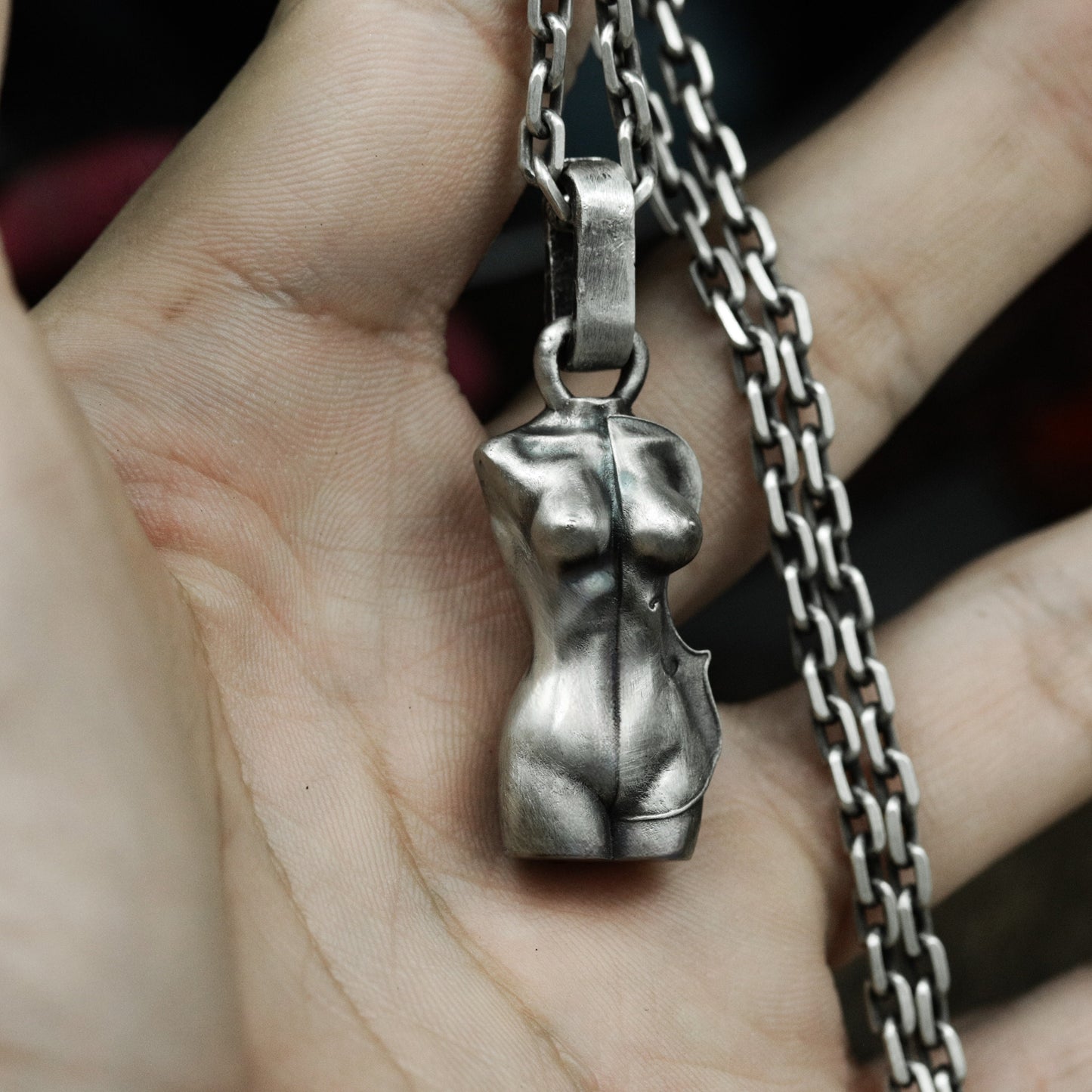 Violin Nude Woman Pendant - 925 Silver Handmade