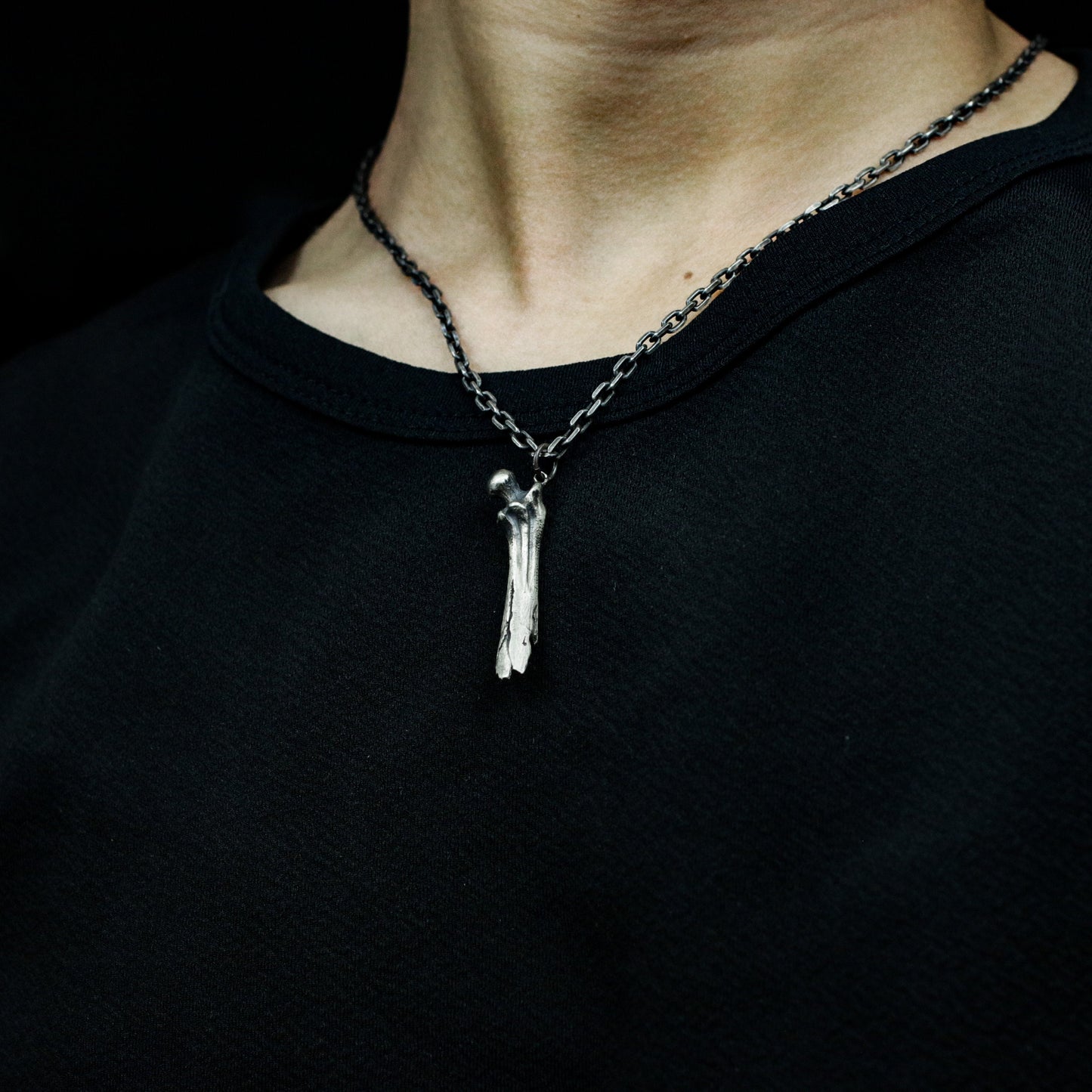 Femur Bone Pendant - 925 Silver Handmade Anatomical Totem