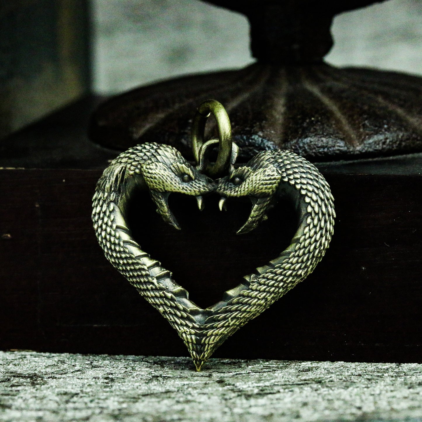 Serpent Heart Pendant ¨C Handmade 925 Silver Gothic Symbol Necklace