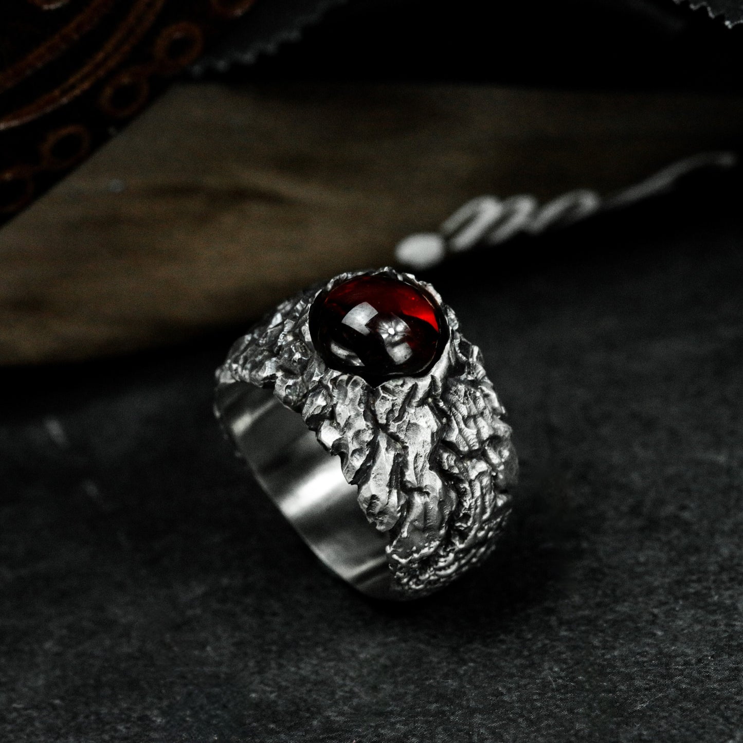 Lava Eruption Ring ¨C Handmade 925 Silver Magma Stone Claw Band