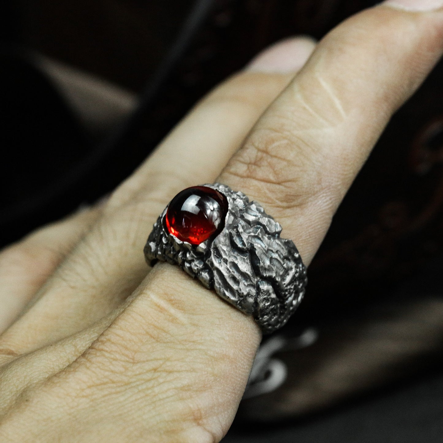Lava Eruption Ring ¨C Handmade 925 Silver Magma Stone Claw Band