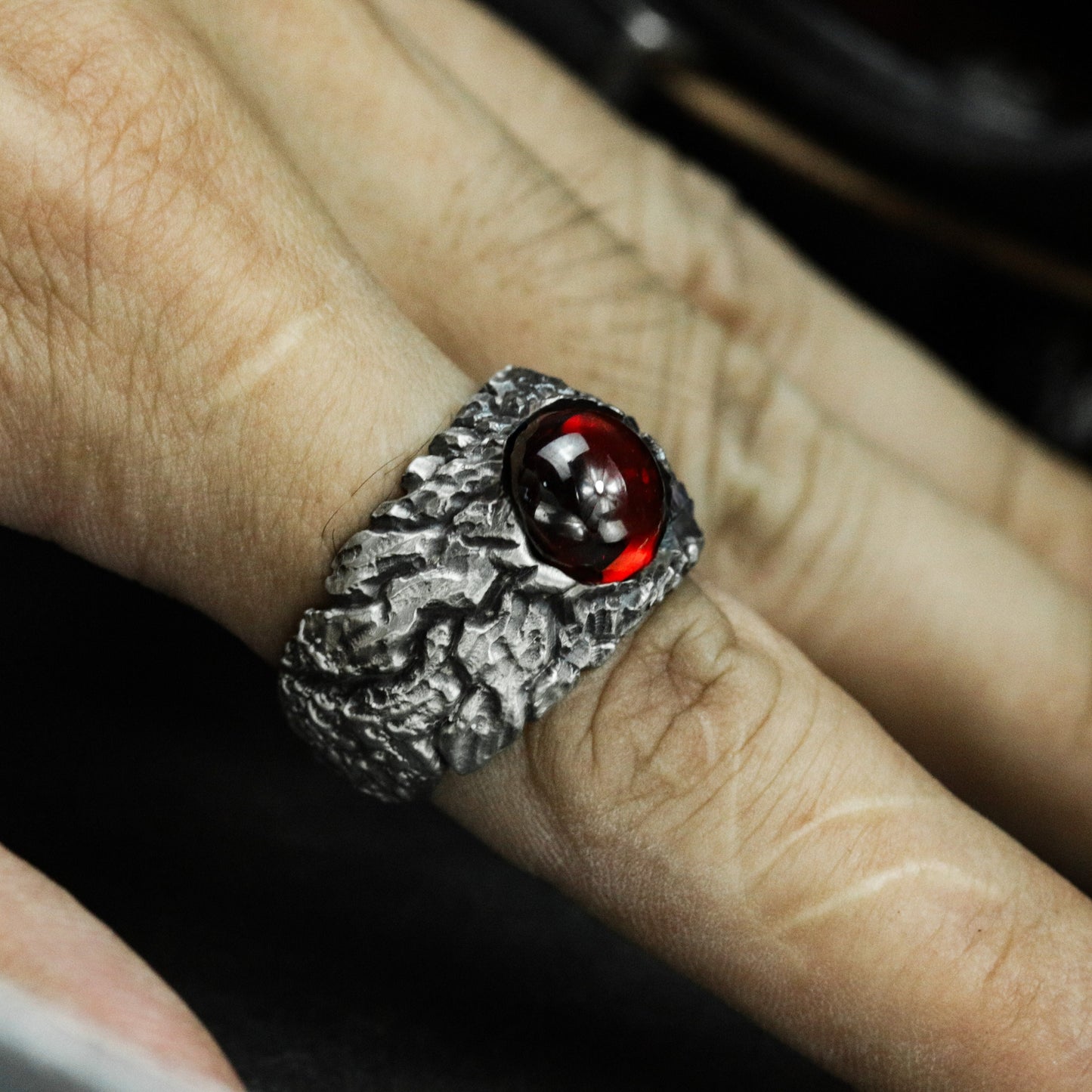 Lava Eruption Ring ¨C Handmade 925 Silver Magma Stone Claw Band