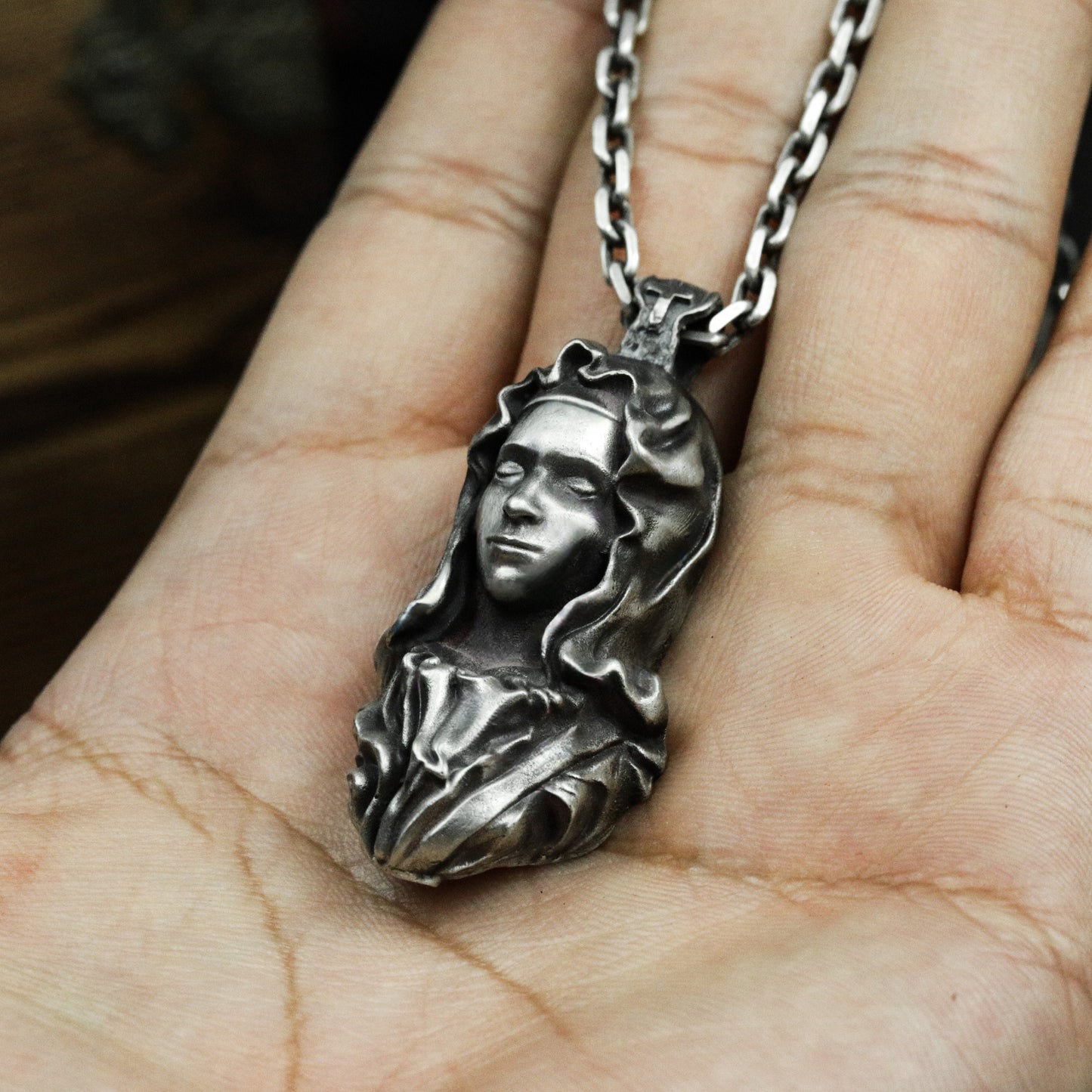 Virgin Mary Pendant - 925 Silver Handmade