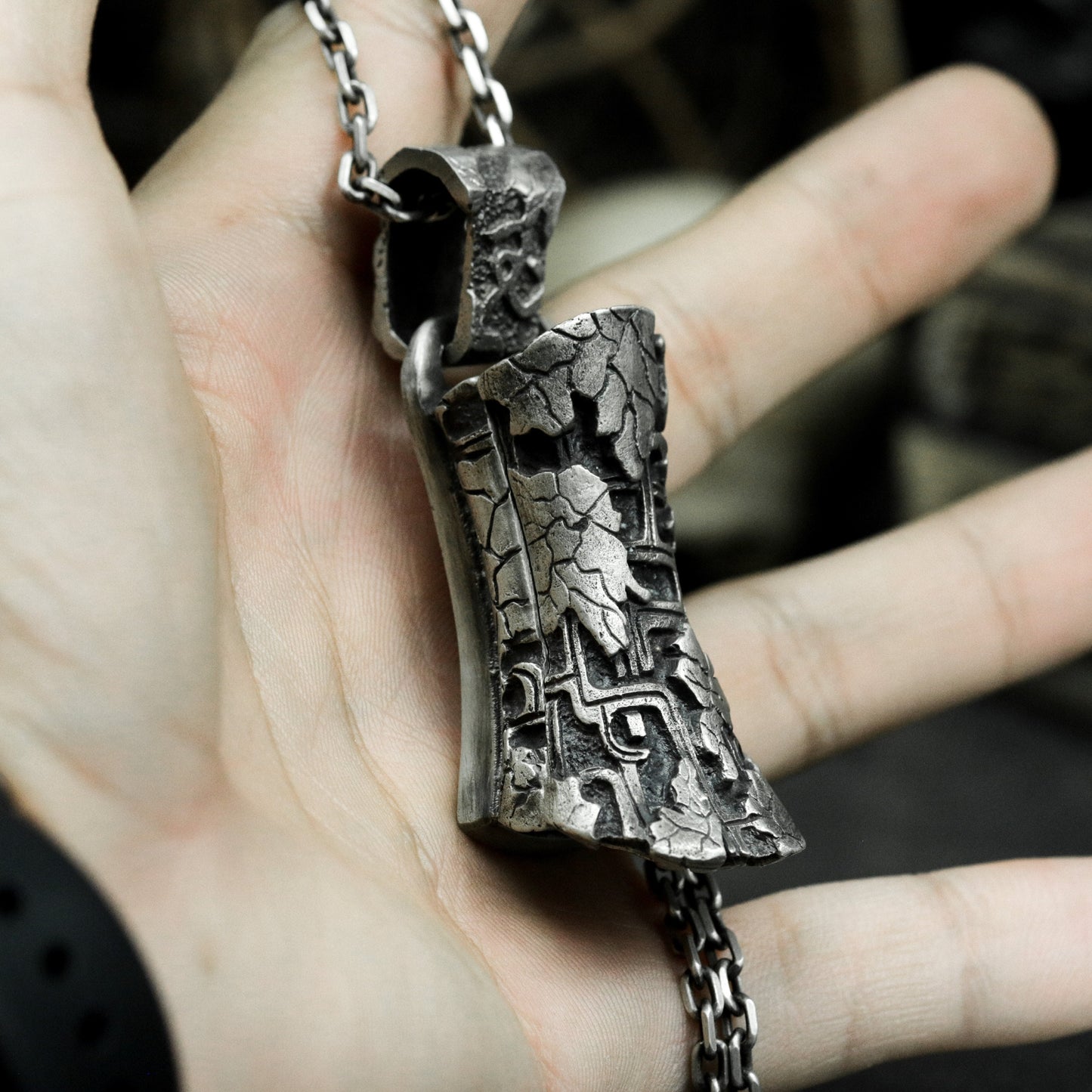 Carved Coffin Pendant - 925 Silver Handmade