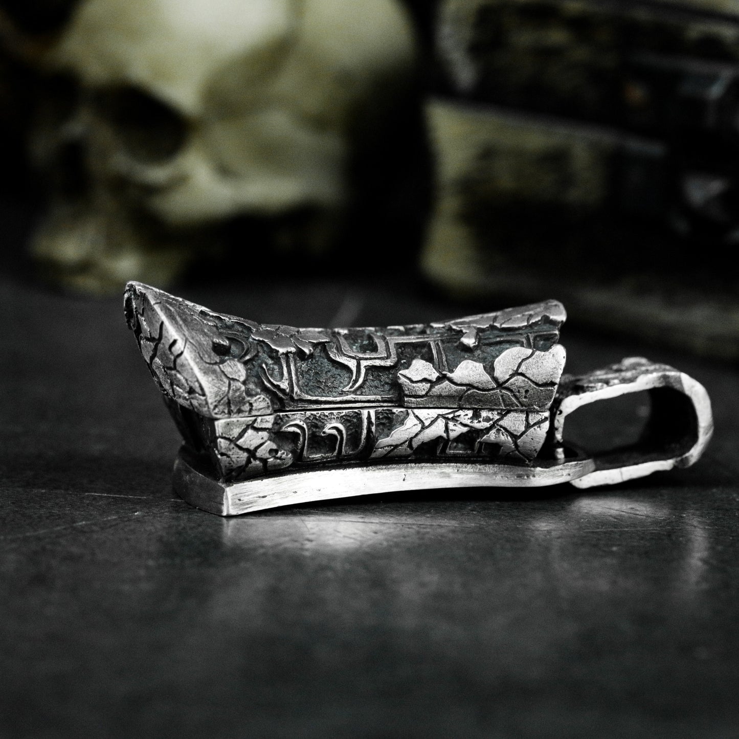Carved Coffin Pendant - 925 Silver Handmade