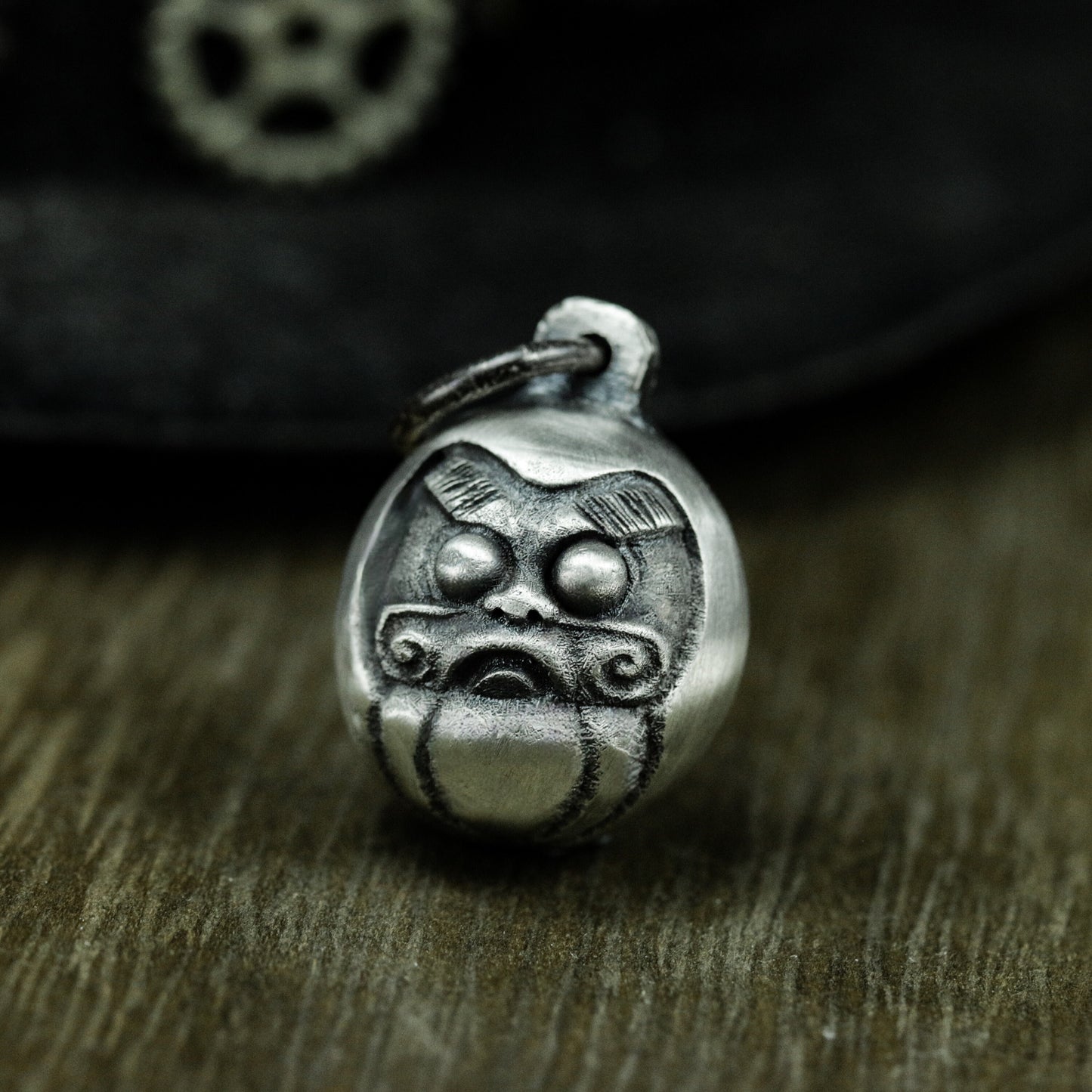Daruma Pendant with Lucky Face ¨C 925 Sterling Silver Handmade