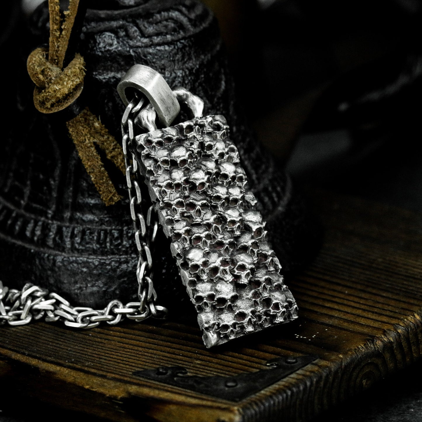 Cemetery Dog Tag Pendant - 925 Silver Handmade