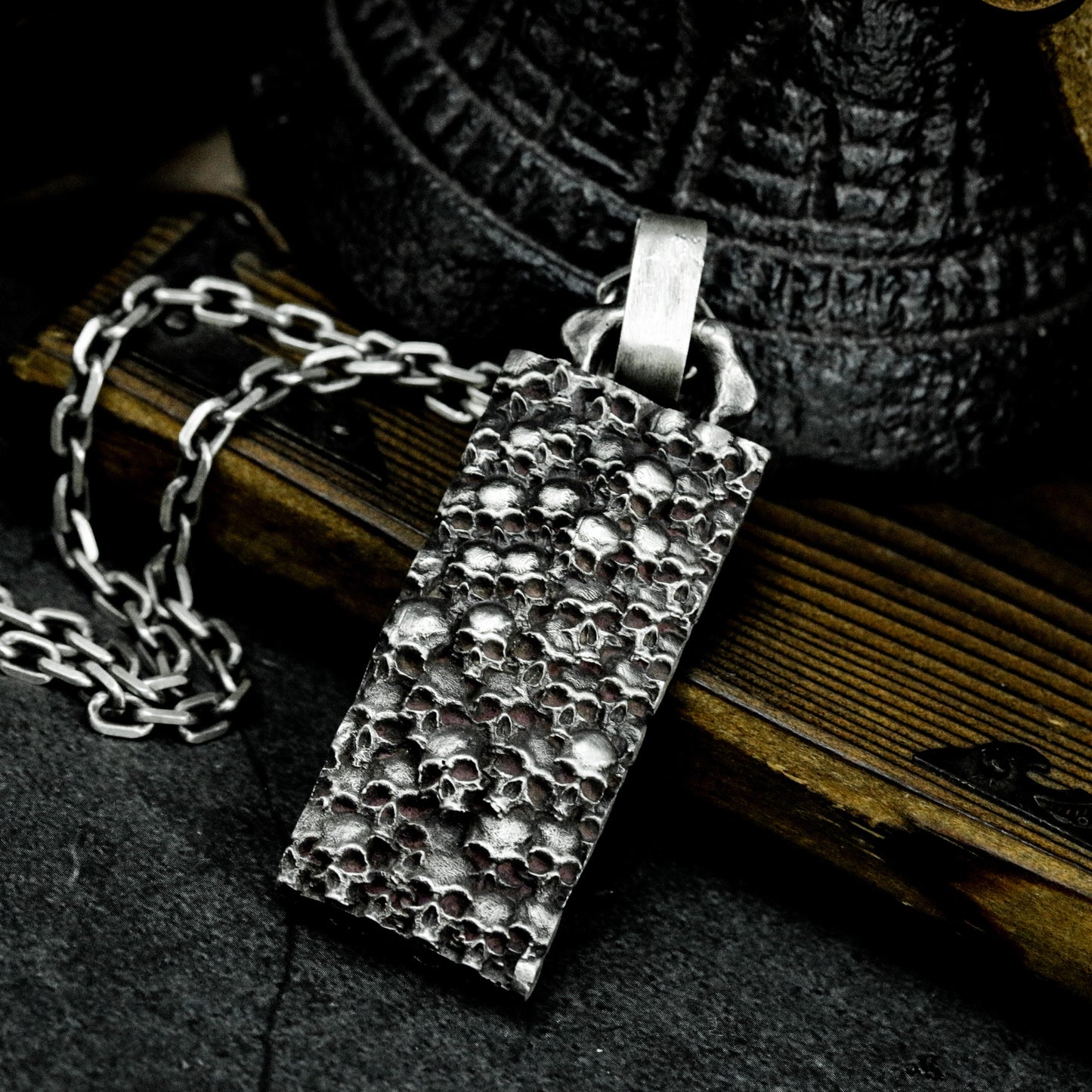 Cemetery Dog Tag Pendant - 925 Silver Handmade
