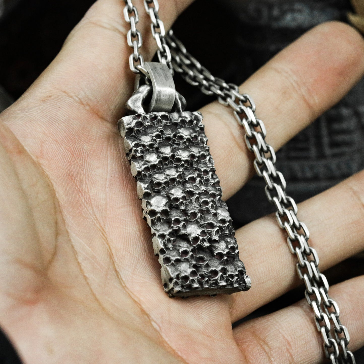 Cemetery Dog Tag Pendant - 925 Silver Handmade