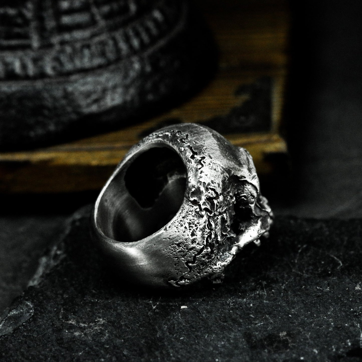 Black Skull Ring ¨C Handmade 925 Silver Dark Hip-Hop Band