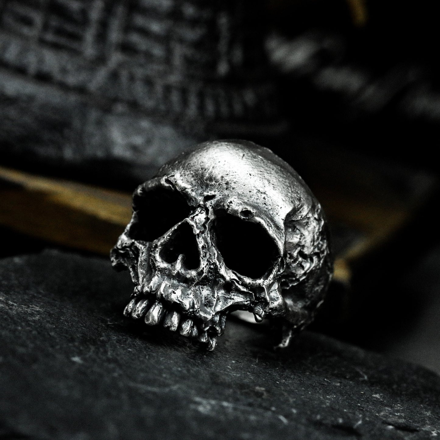 Black Skull Ring ¨C Handmade 925 Silver Dark Hip-Hop Band