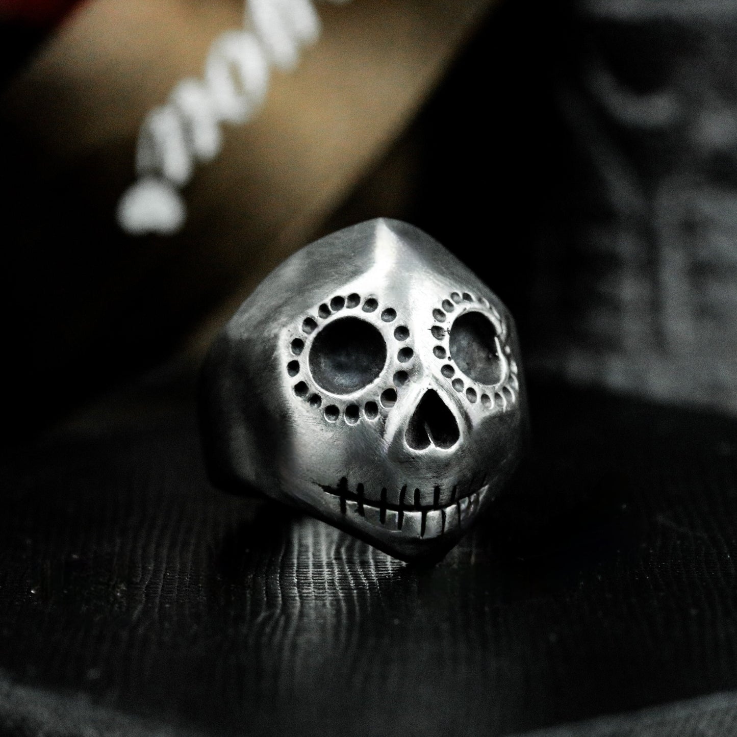 Stitched Clown Skull Ring - 925 Silver Handmade
