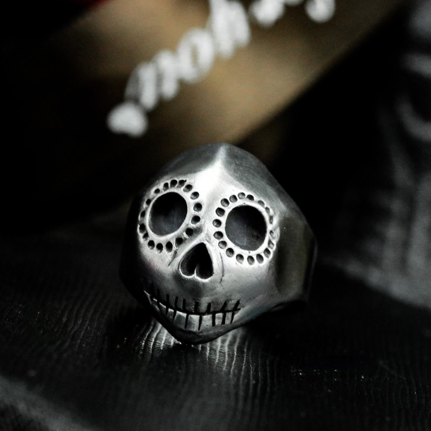 Stitched Clown Skull Ring - 925 Silver Handmade