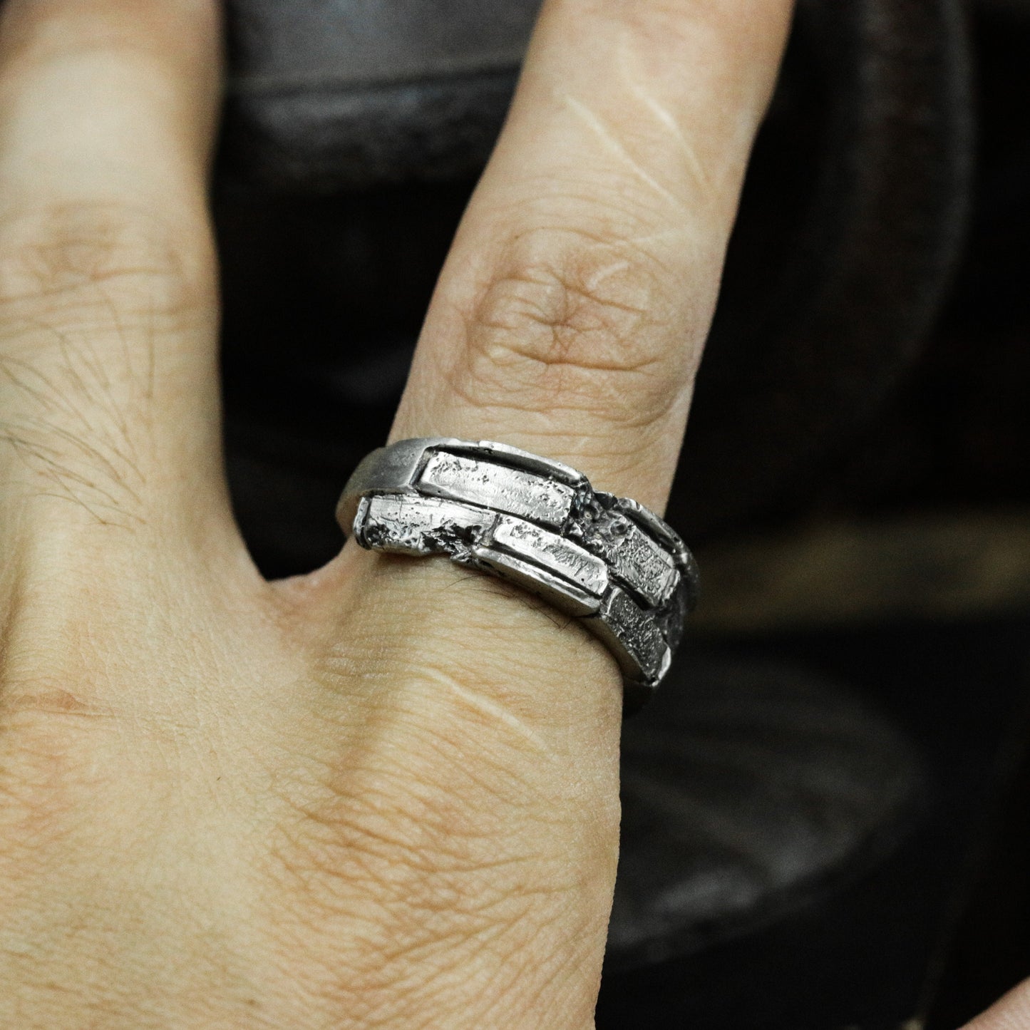 Broken Brick Wall Ring - 925 Silver Handmade