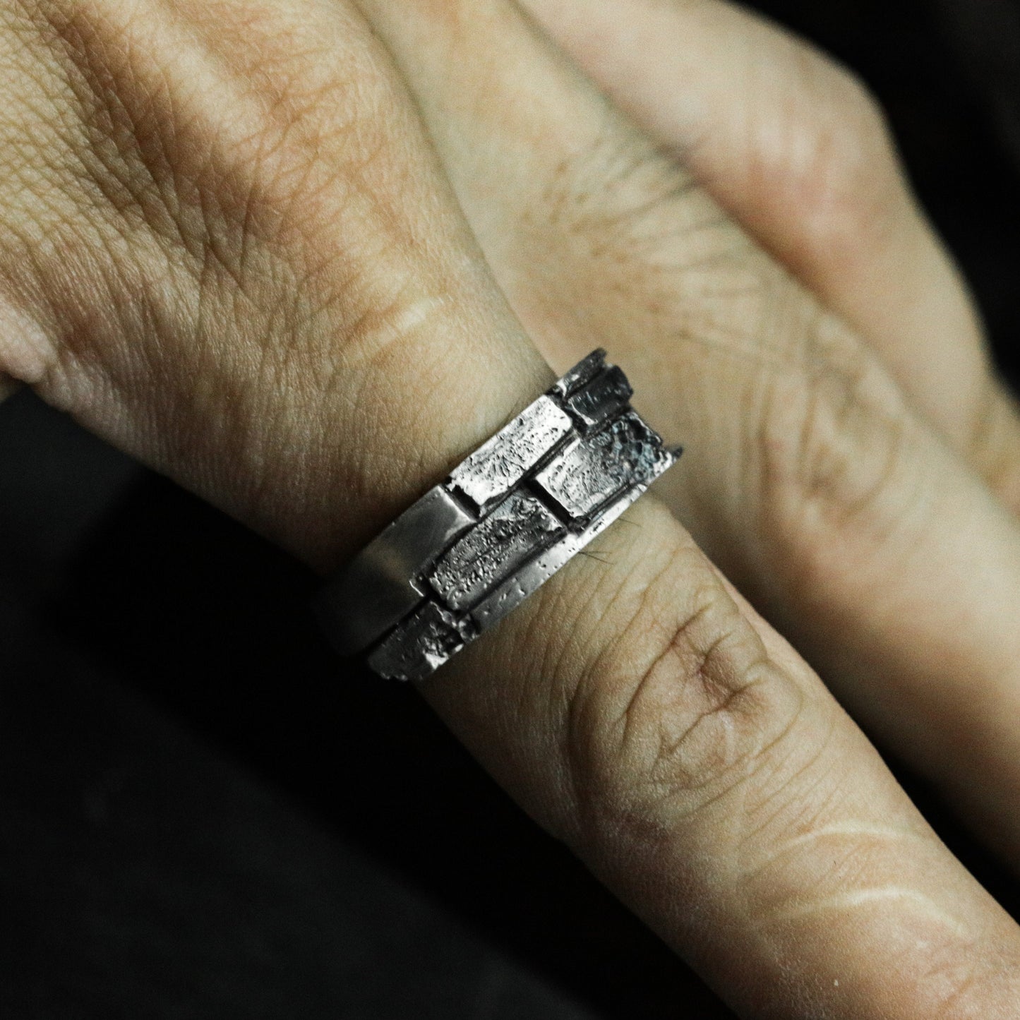 Broken Brick Wall Ring - 925 Silver Handmade